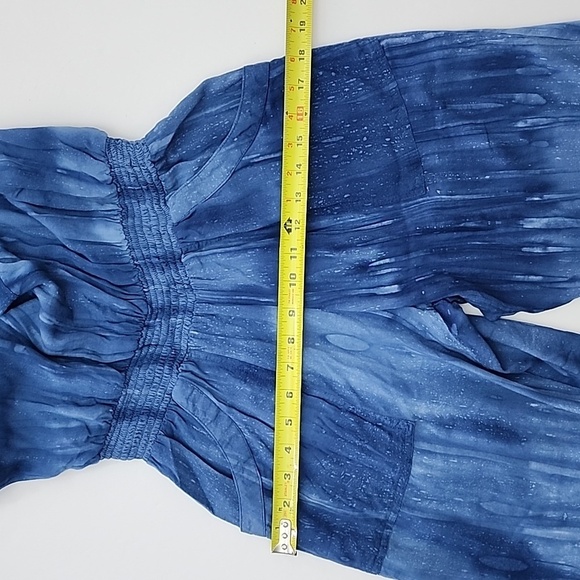 Khush Women Blue One Piece Jumpsuit Lightweight Flowy Tassles Elastic Waist Sz M - Picture 15 of 16